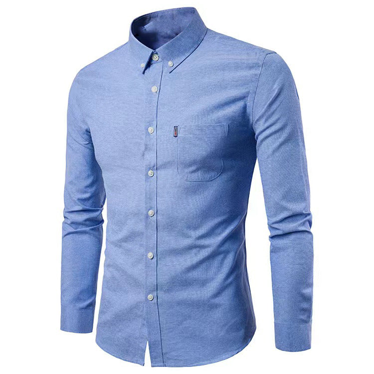 Herrer nan figursyet Oxford-skjorte med Button-Down-krave og brystlomma Skovae
