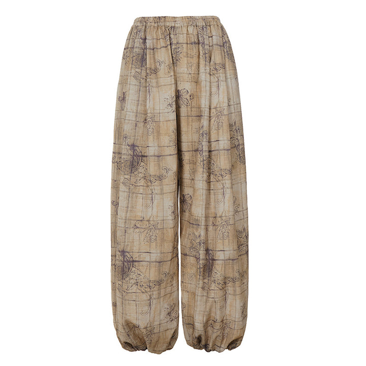 Damen Elegante weite Stoffhose mit floralem Muster Skovae