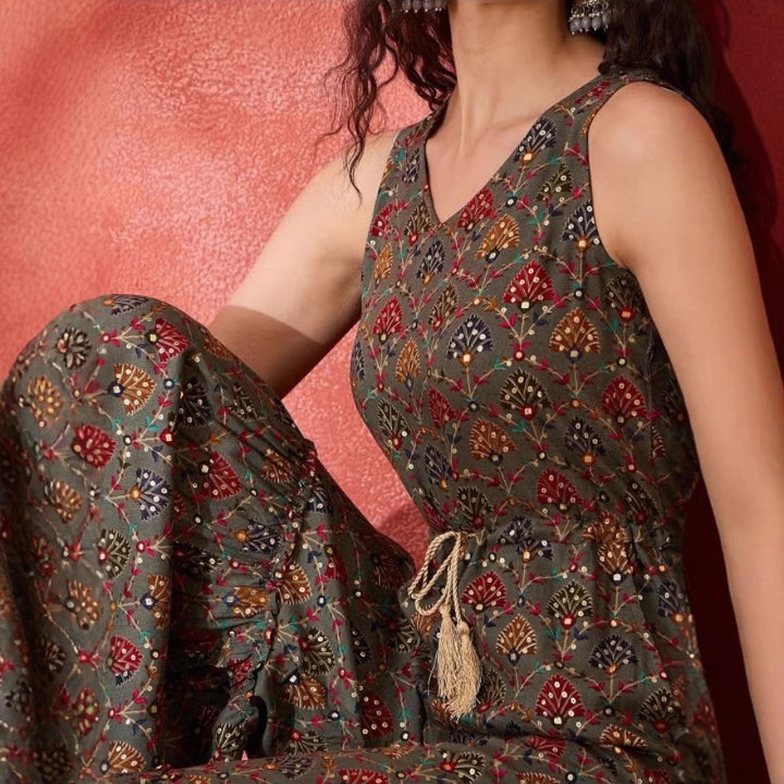 Dame vintage-inspireret jumpsuit med bredt ben og taljering Skovae