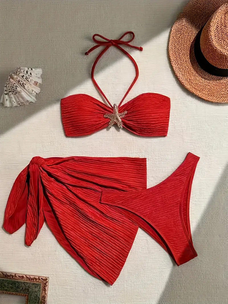 Dame bandeau-bikini med lækkert sarong Skovae