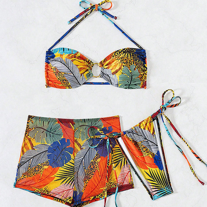 Dame Farverig Bikini-Sæt med høj talje og moderne design Stilla