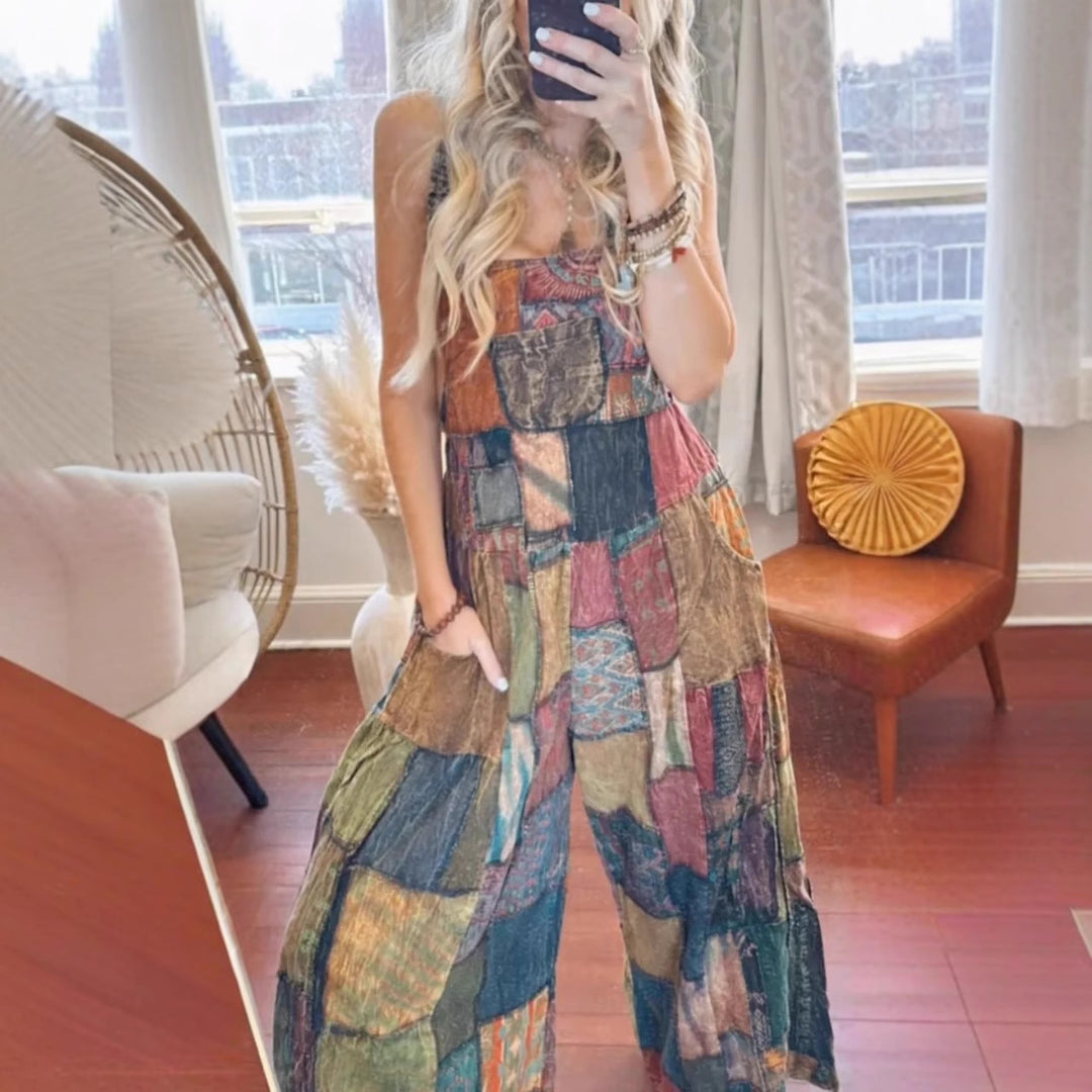 Femme Patchwork Bohemian Maxi Kjole Stilla