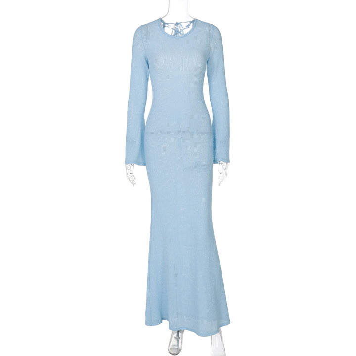 Dame Elegant Maxi-kjole med Raffineret Struktur og Bred Ærme Stilla