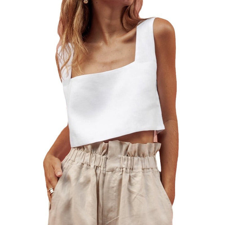 Dame Cropped Top med Fyrkantet Udsnit og Bredde Stropper Skovae
