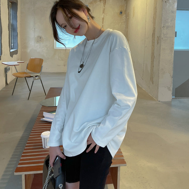 Dame Oversized Langærmet T-shirt i høj kvalitets, åndbart bomuldsblanding med afslappet snit Stilla