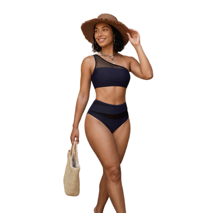 Dame Fashionable Bikini-suit med asymmetrisk top og høj talje Skovae