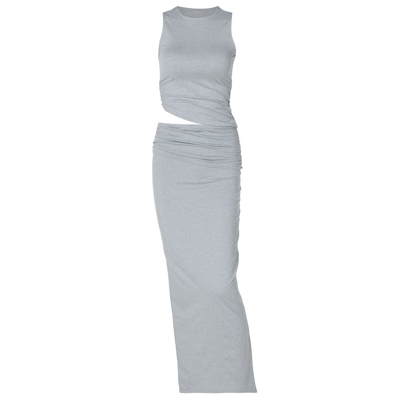 Dame Bodycon Maxikjole med raffinert drapering og figursyet snit Stilla