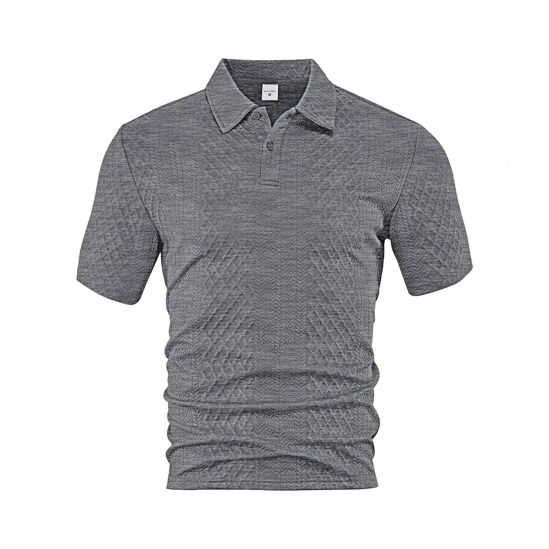 Herrer nan tekstureret jacquard-polo shirt kortærmet smal pasform med polo krave Skovae
