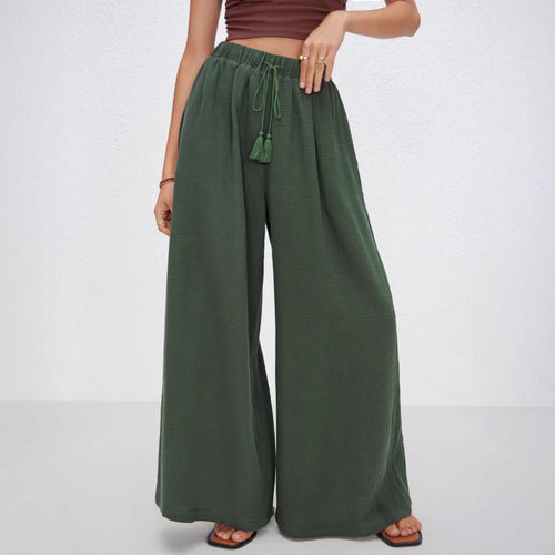 Dame bred sommerbukser i afslappet boho-stil med elastisk talje og sidelommer Skovae
