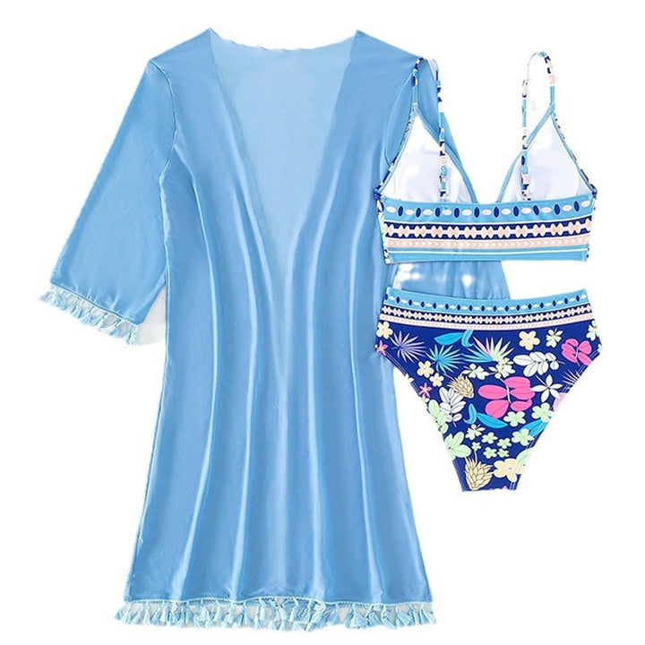 Dame Bikiniset med blomstrende top og elegant omslagsjakke Skovae