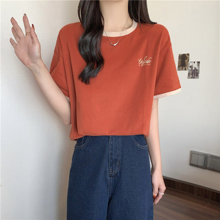 Dame fritid T-shirt med kort ærme og kontrastdetalje Stilla