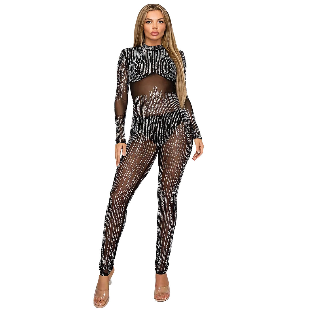 Dame transparent bodysuit med glitrende detaljer og figursyet pasform Stilla