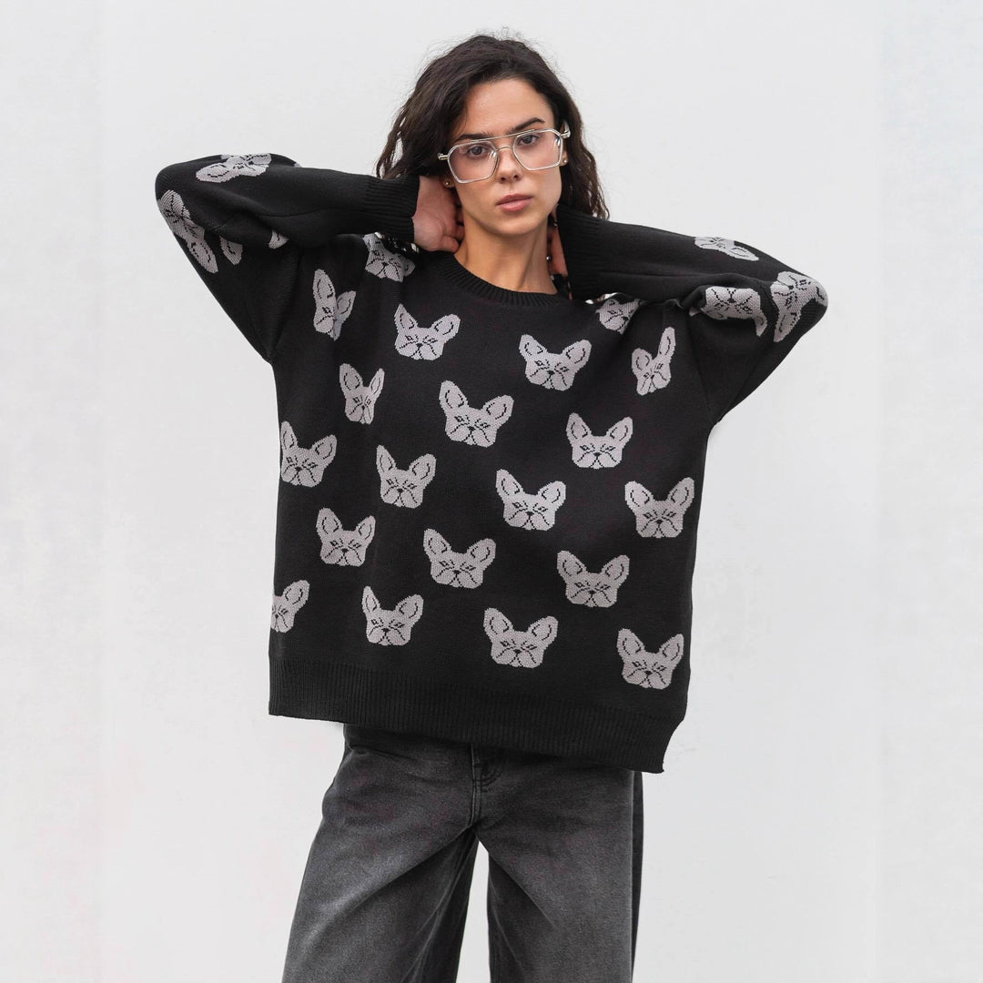 Kvinders sweater med kreativt dyremotiv og afslappet pasform Stilla