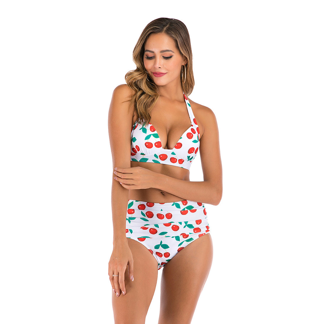 Damehøj talje bikini med floral design Skovae