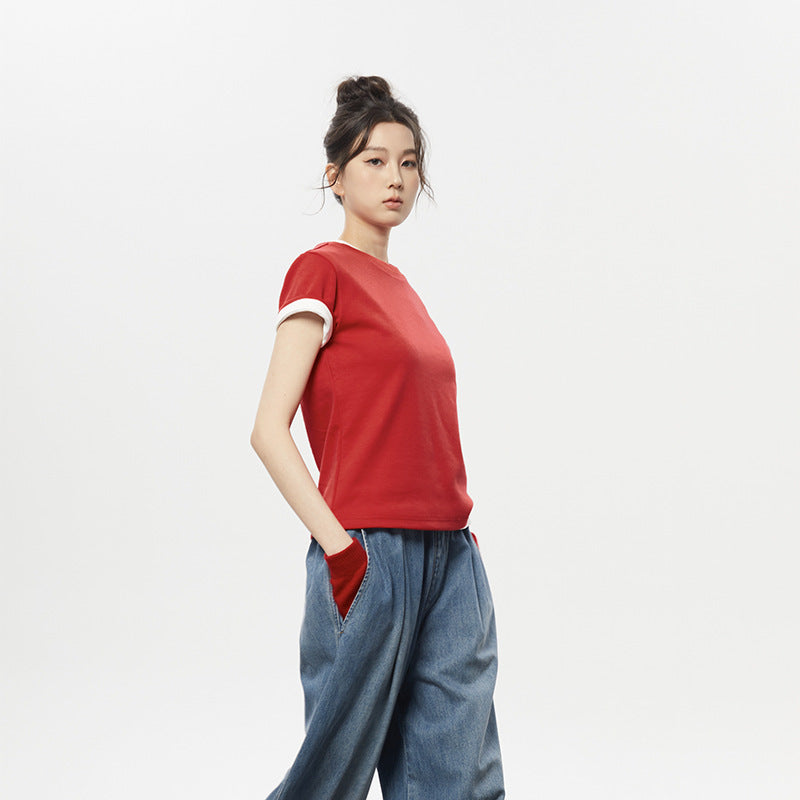 Dame afslappet oversized T-shirt i kvalitetsbomuld med moderne snit Stilla