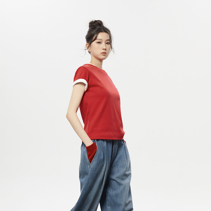 Dame afslappet oversized T-shirt i kvalitetsbomuld med moderne snit Stilla