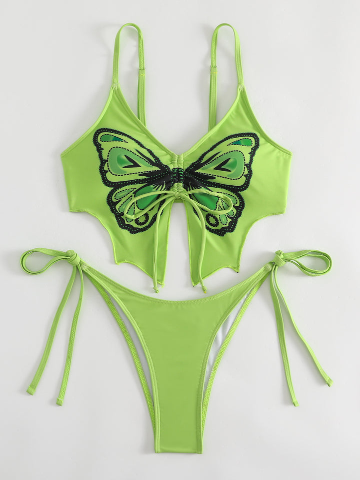 Dame Farverig Bikini-Sæt med Sommerfugl Design Skovae