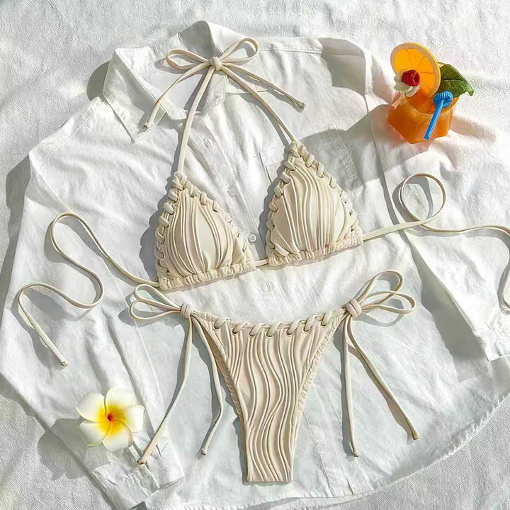 Dame triangle bikini med ruffle detaljer Skovae