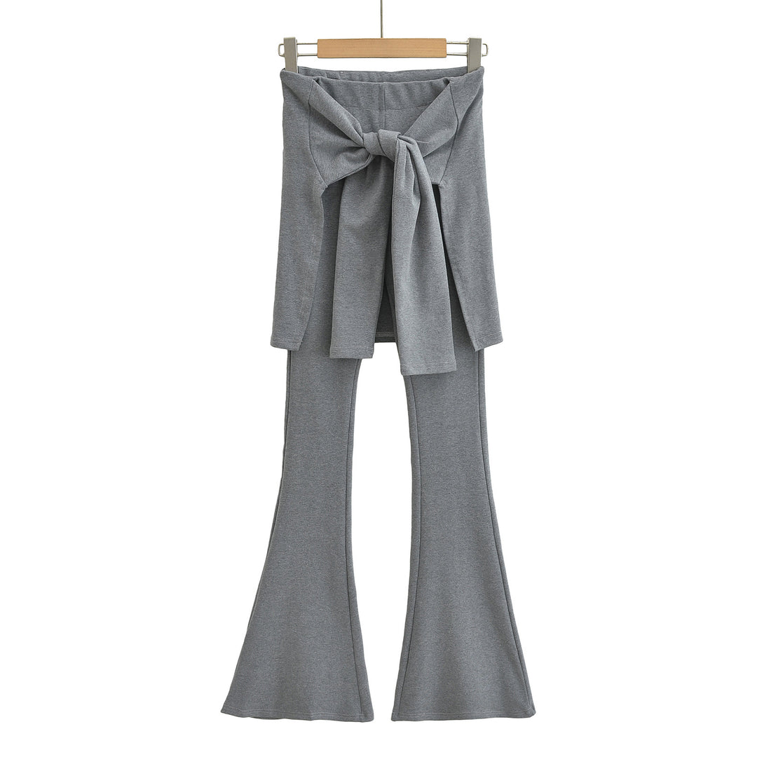 Dame Flared-leggings med brede taljebånd og trendy sløjfedetalje Stilla