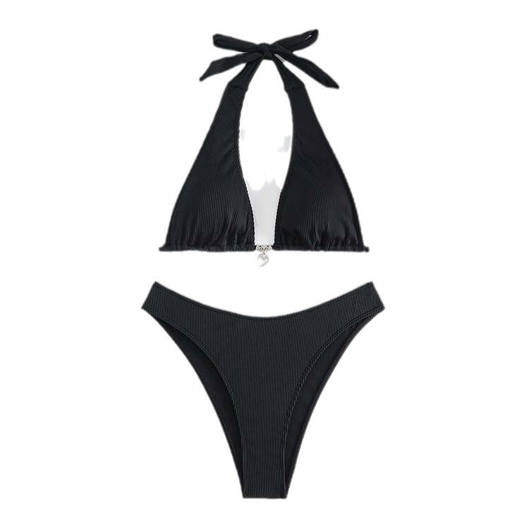 Dame Rib Halterneck-Bikini-Sæt Stilla
