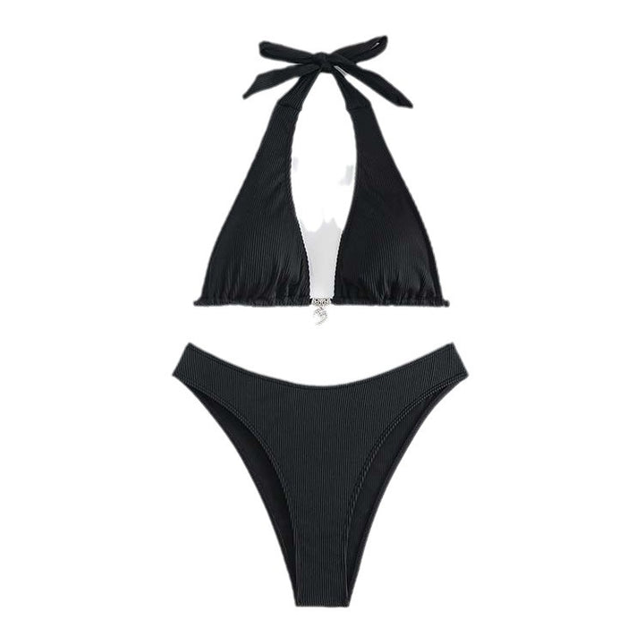 Dame Rib Halterneck-Bikini-Sæt Stilla