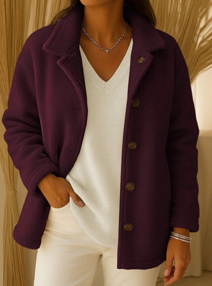 Kvinder Fleece Jakke med Knap Detaljer Stilla