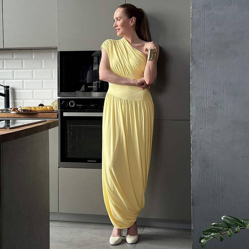 Femme Elegantes En-Skulder Maxi Kjole Stilla