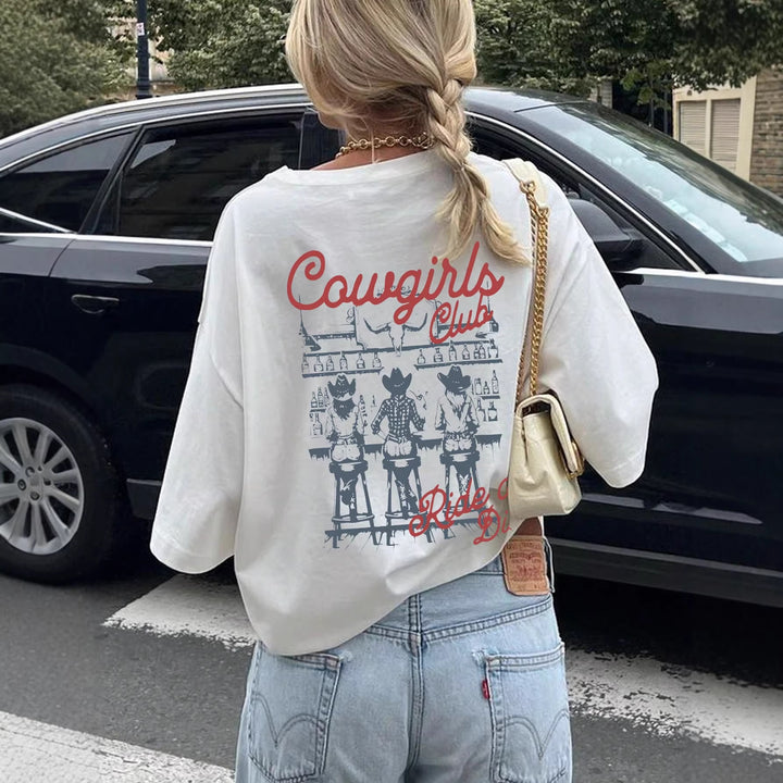 Dame Oversize T-Shirt med Retro Cowgirl-motiv Skovae