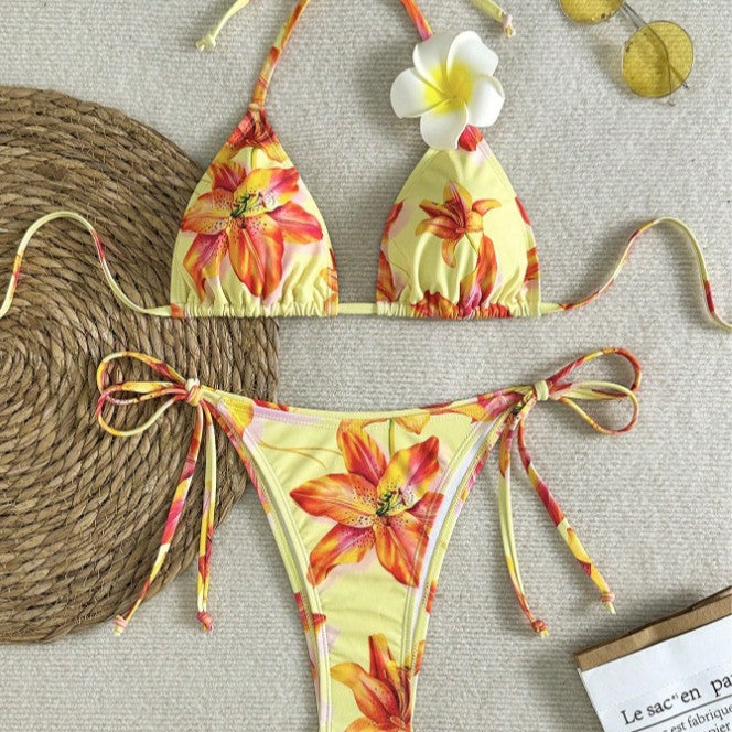 Dame Triangel-Bikini-Sæt med florale accenter Skovae