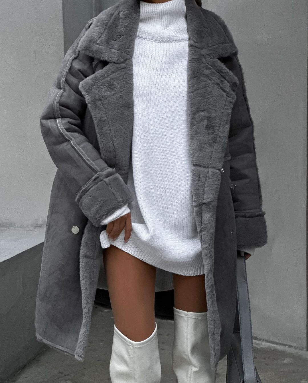 Stilla | Dame Oversized Lammeskind Langfrakke