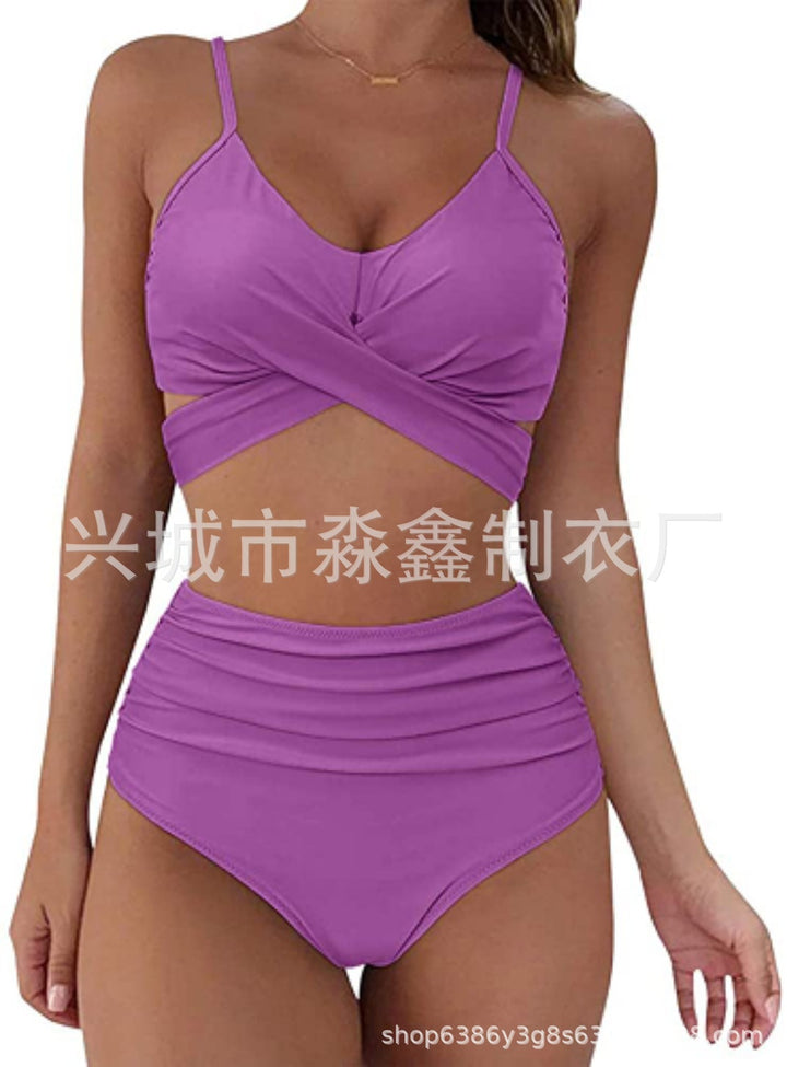 Dame Crop-Top bikini sæt med flettet design Skovae