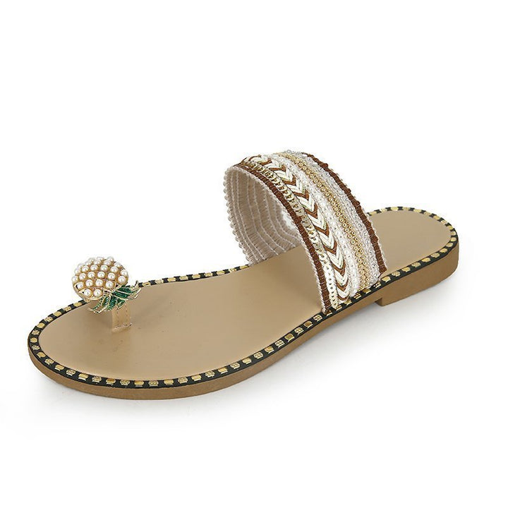 Dame sandaler med elegant perlepynt og smart rem Stilla