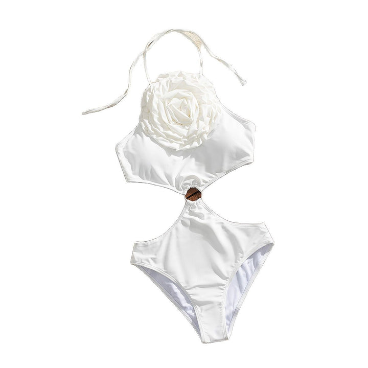 Dame Éntykke Badesuit med blomsterapplikation og moderne Cut-Outs Stilla