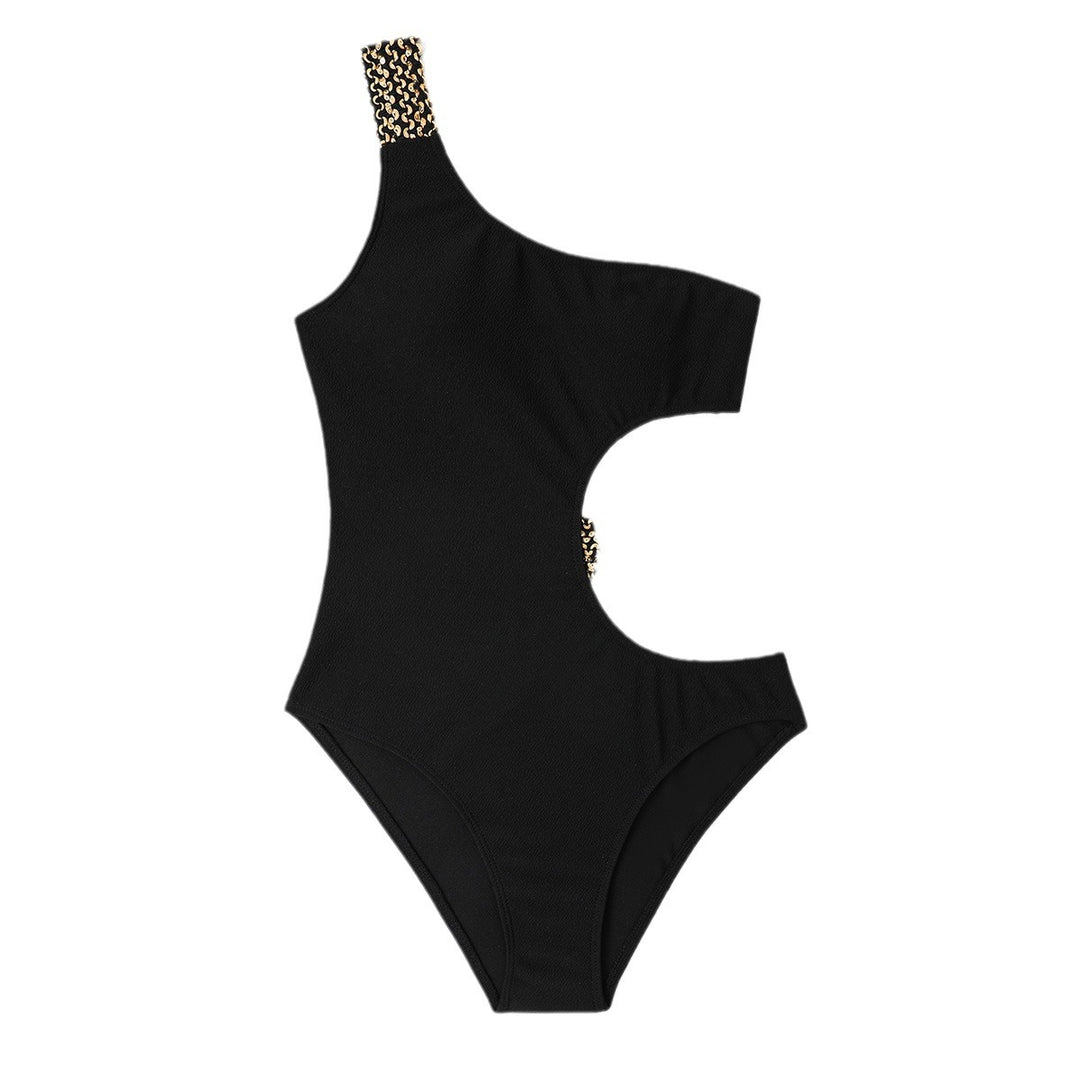 Damer Én-delt Badeanstalt med elegante Cut-Outs og kæde-detalje