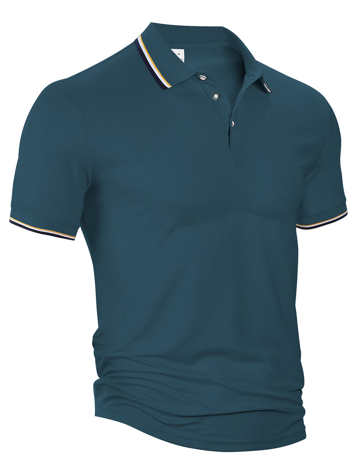 Herrer nan klassisk polo shirt lavet af piqué med kontraststriber ved kraven Skovae