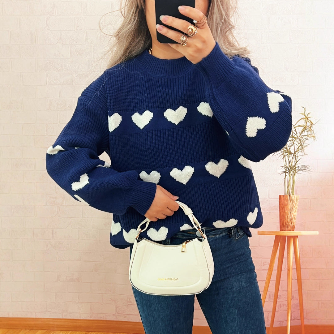 Kvinders sweater med hjerte mønster Stilla