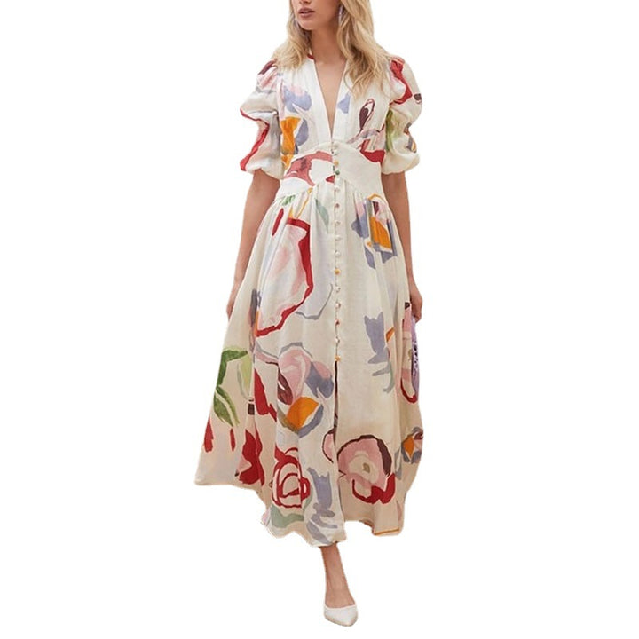 Dame Floral-Print-Maxikjole Stilla