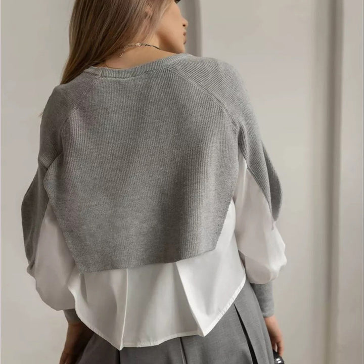 Dame cropped sweater med innovativ lag-på-lag effekt Stilla