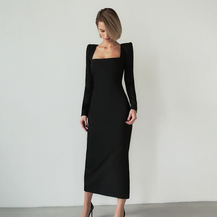 Dame Maxikjole med elegant, off-shoulder design og strukturerede ærmer Stilla