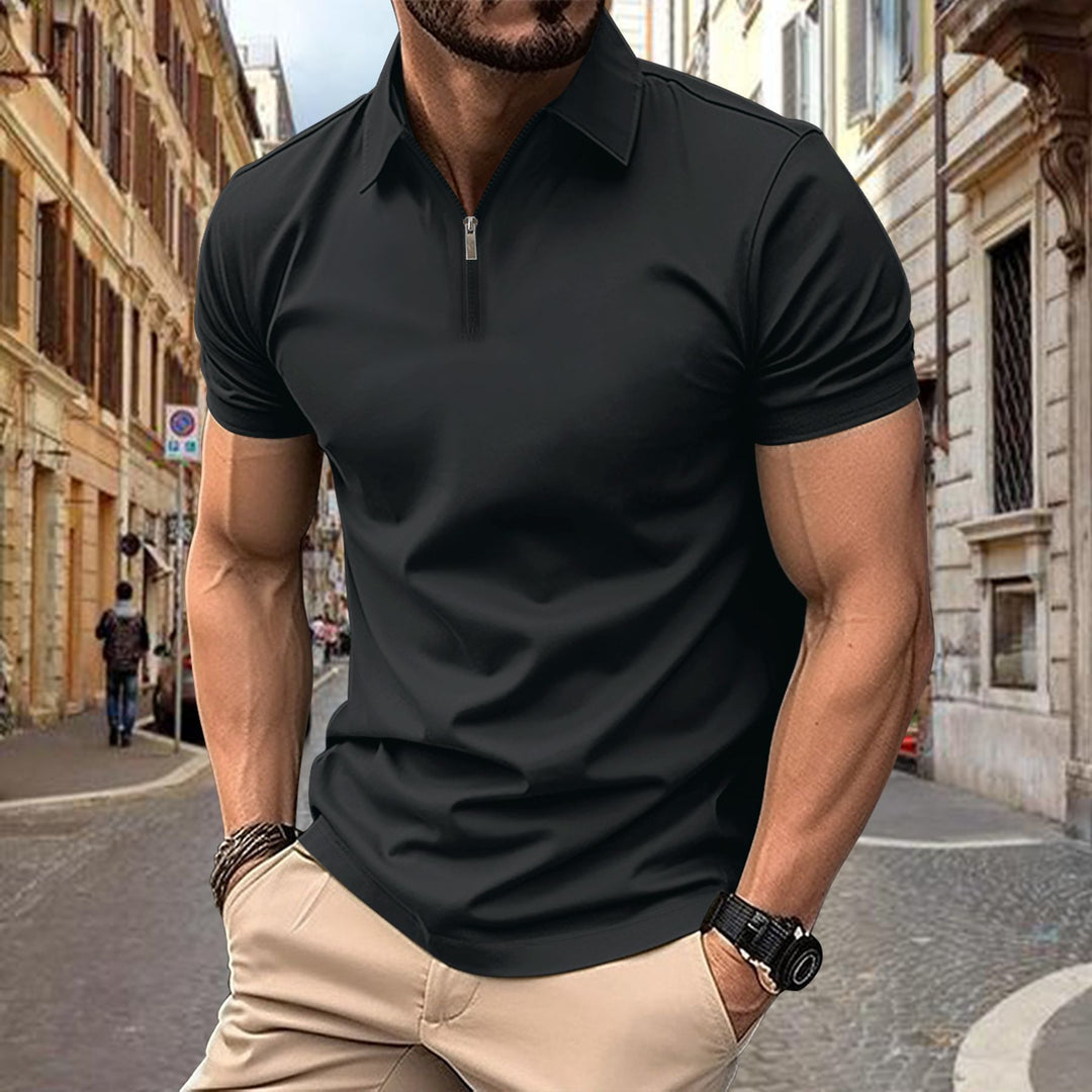 Herrer polo shirt med moderigtigt lynlås og åndbare egenskaber Stilla
