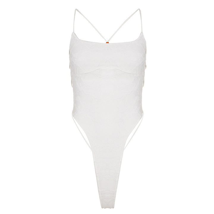 Damen Eleganter Body mit Spitzenmuster Skovae