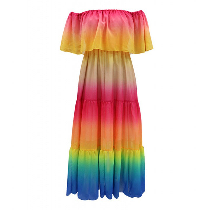 Dame Off-Shoulder Lag Maxi Kjole Stilla