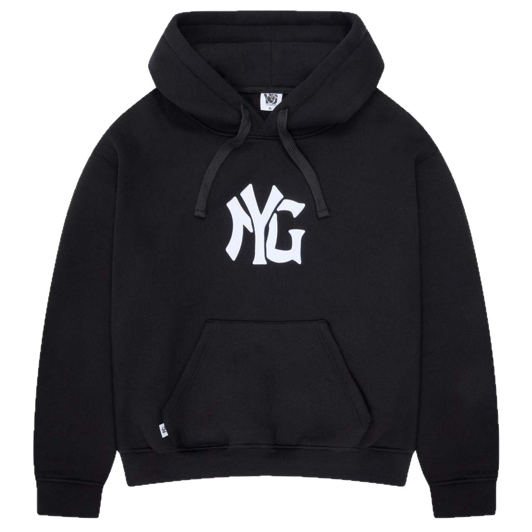 Unisex nan langt skåret hoodie sweatjakke med dobbeltsidet lynlås og logo-applikation Skovae