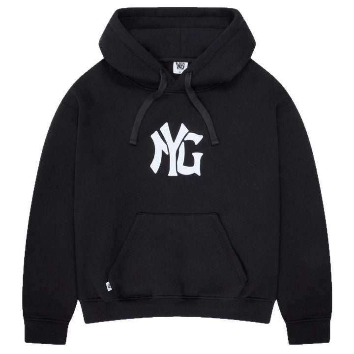 Unisex nan langt skåret hoodie sweatjakke med dobbeltsidet lynlås og logo-applikation Skovae