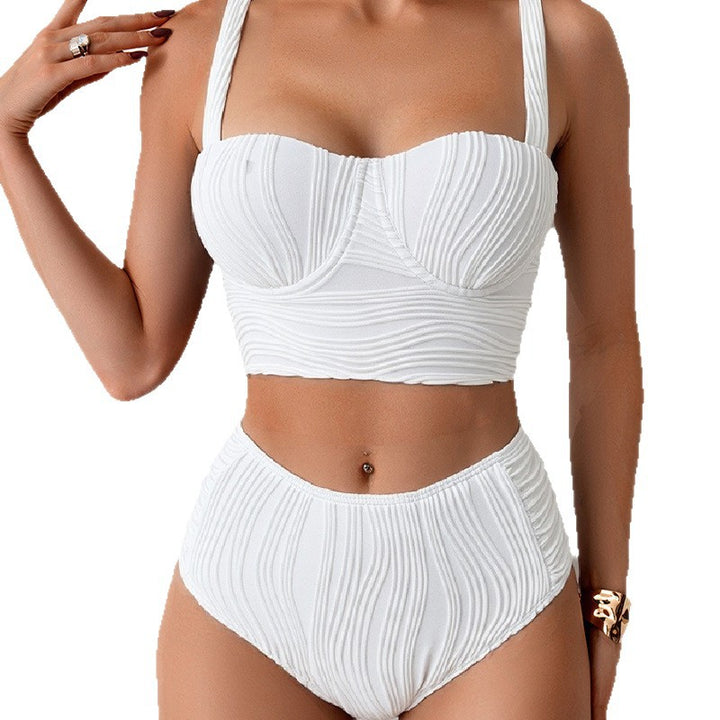 Dame bikini-sæt med elegant flæse-design og høj talje Skovae