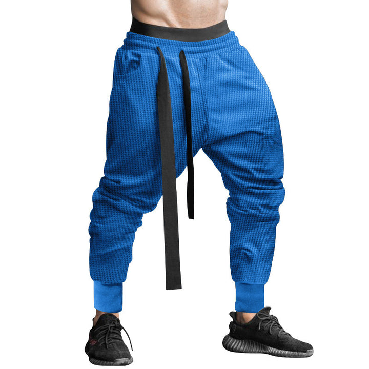 Herrer nan vaffelstruktureret joggingbukser med lav skridt elastisk komfortbånd og konisk benafslutning Skovae