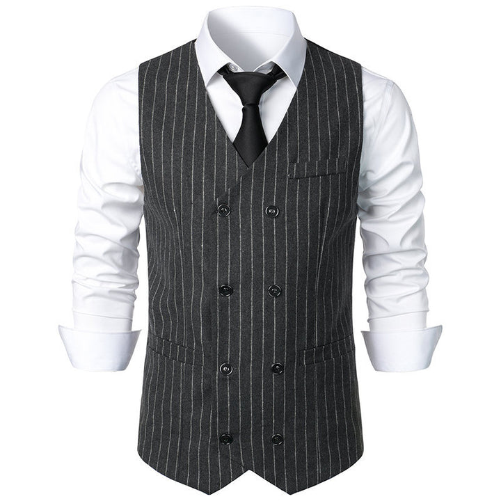 Herrer Double-breasted Nålstribet Vest Stilla