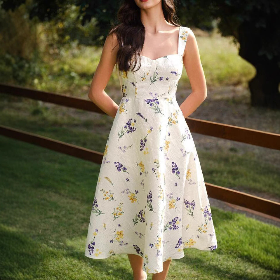 Kvinder Vintage-inspireret floral A-linje kjole Stilla