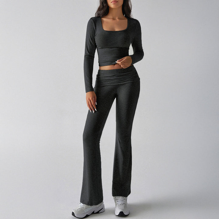 Dame sporty lounge sæt med figursyet top og bred bukse stil Stilla
