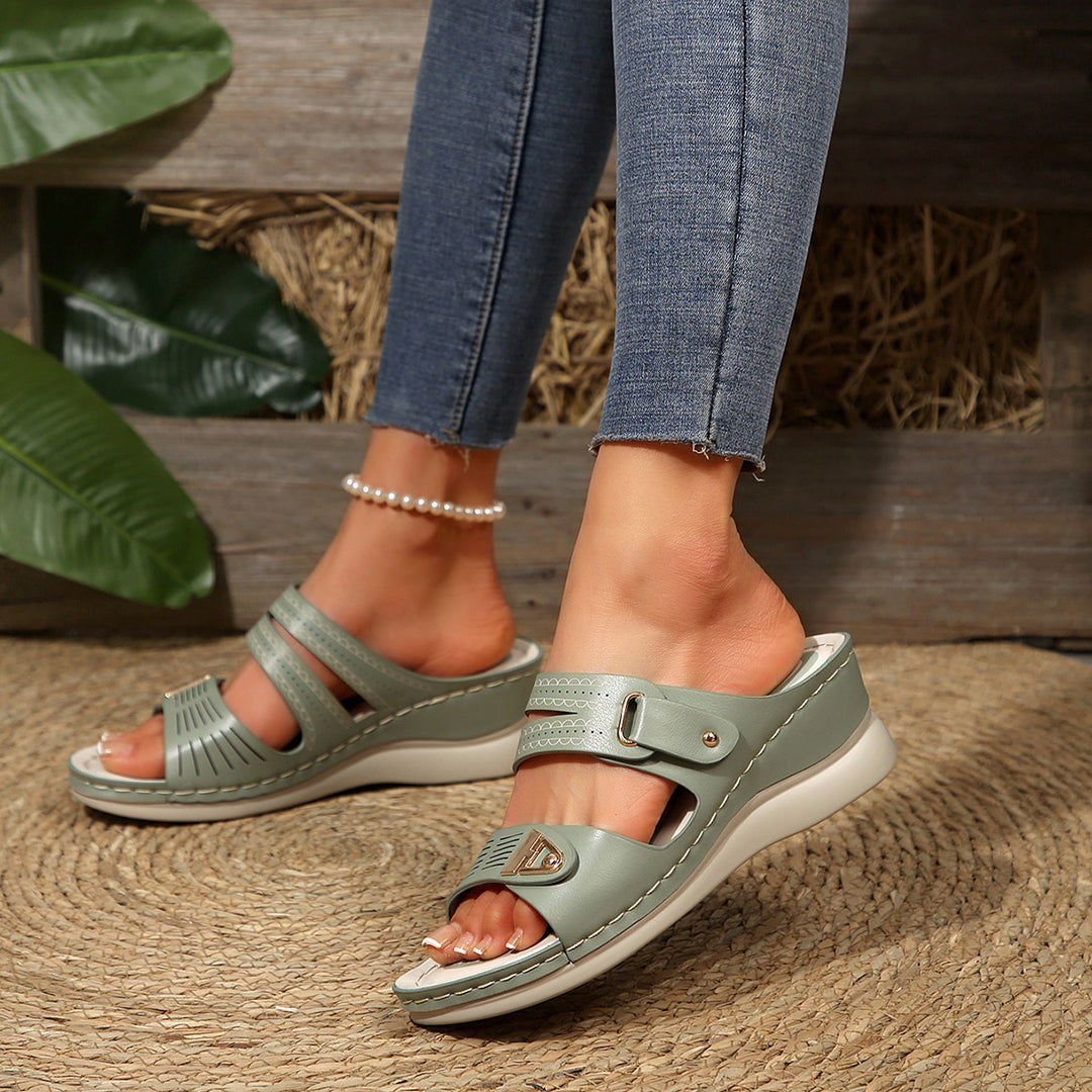 Dame Wedge-sandaler med justerbare stropper og ortopædisk fodseng Stilla